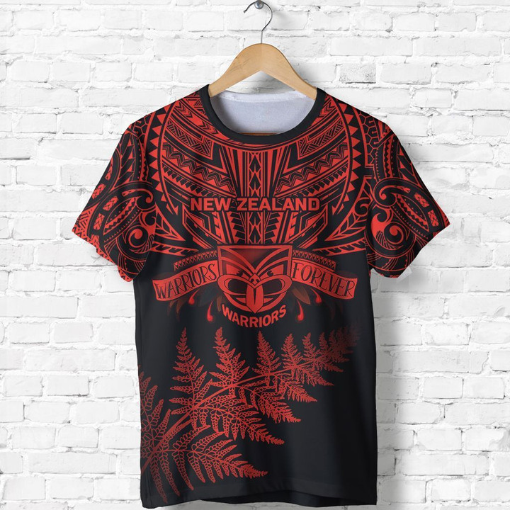New Zealand Rugby T Shirt Warriors Forever - Silver Fern, Red TH6 | Lovenewzealand.co