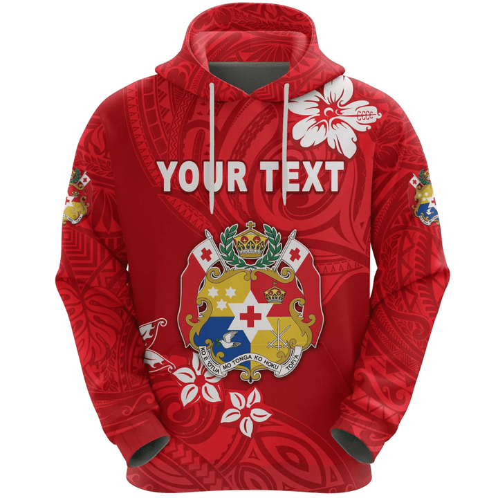 (Custom Personalised) Mate Ma'a Tonga Rugby Hoodie Polynesian Unique Vibes - Full Red | Lovenewzealand.co