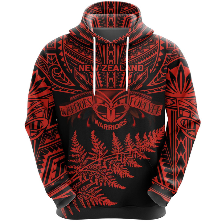 New Zealand Rugby Hoodie Warriors Forever - Silver Fern, Red TH6| Lovenewzealand.co