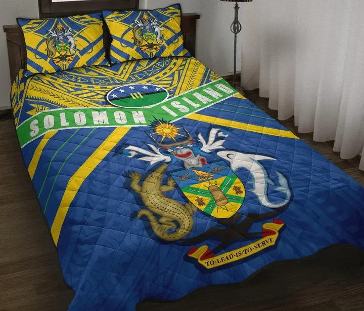 Solomon Islands Quilt Bed Set Simple Coat Of Arms Rugby K13 | Lovenewzealand.co