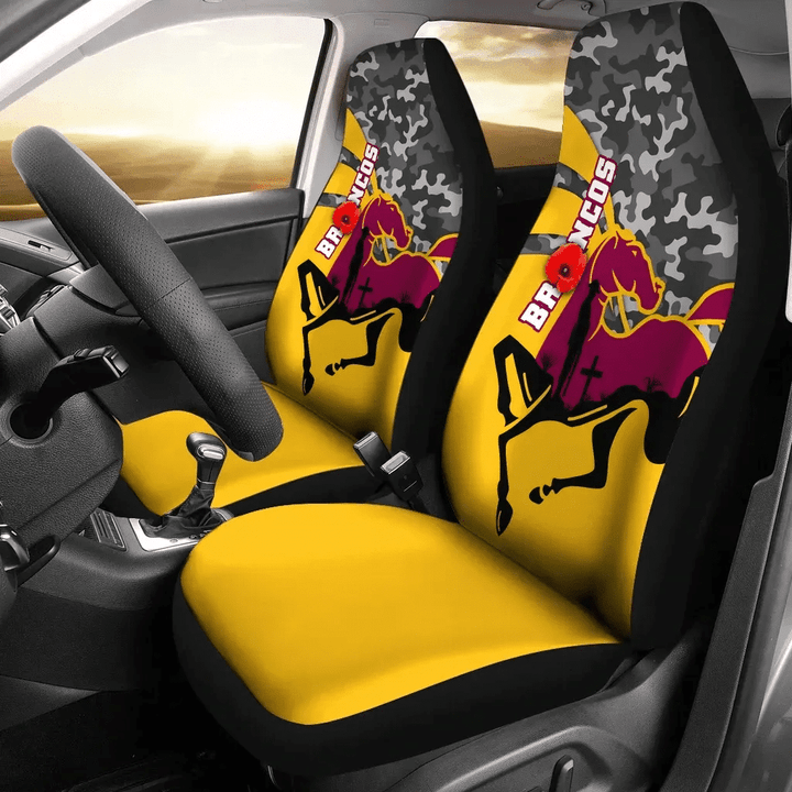 Brisbane Broncos Car Seat Covers Anzac Day - Camo Style TH12 | Lovenewzealand.co