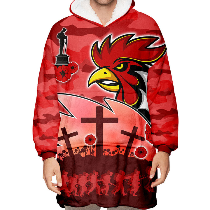Snug HoodieSydney Roosters Anzac Day - Lest We Forget - Rugby Team Snug Hoodie | Rugbylife.co
