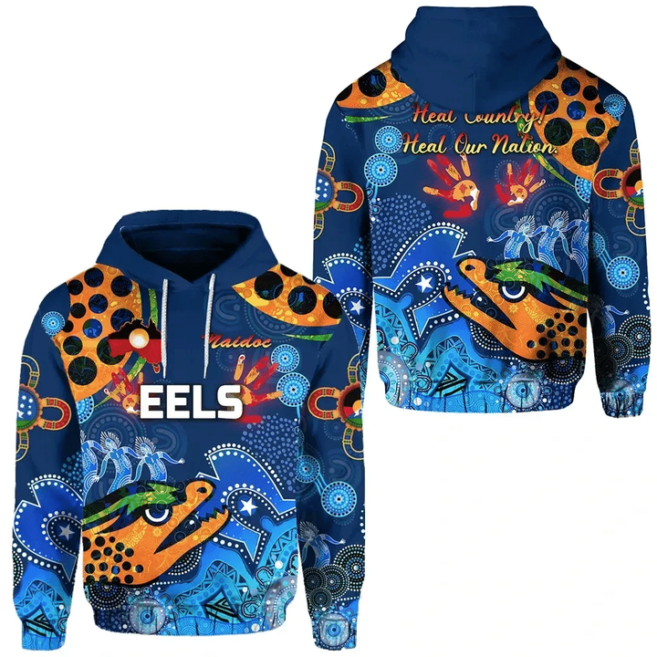 Parramatta Hoodie Eels Indigenous Naidoc Heal Country! Heal Our Nation - Blue | Lovenewzealand.co