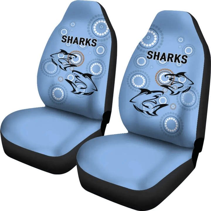 Cronulla Car Seat Covers Sharks Unique Indigenous K8 | Lovenewzealand.co