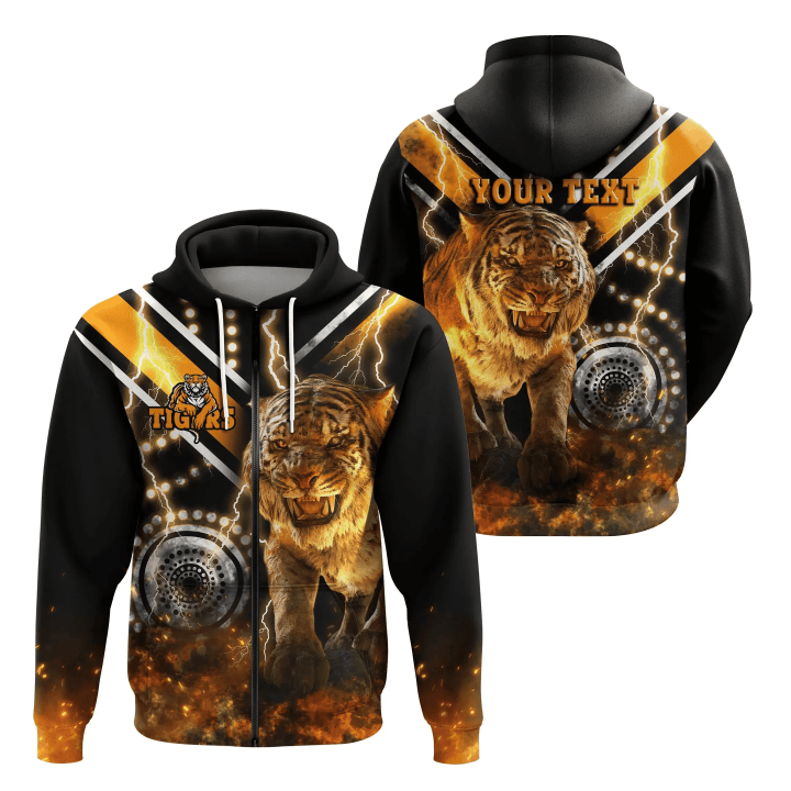 (Custom Personalised) Wests Tigers Zip-Hoodie Version Aboriginal Tiger 3D TH12| Lovenewzealand.co