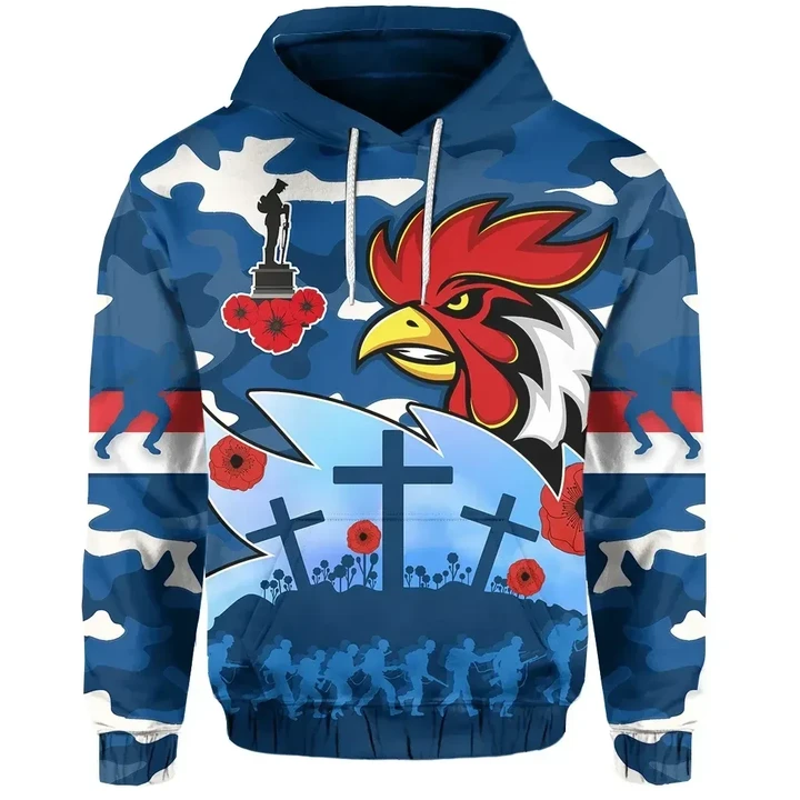 Roosters Anzac Day Hoodie Military - Blue | Lovenewzealand.co