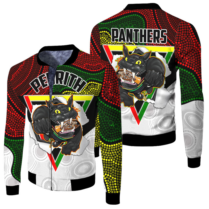 Rugby Life Fleece Winter Jacket - Penrith Panthers Champion Rugby Aboriginal Style A35