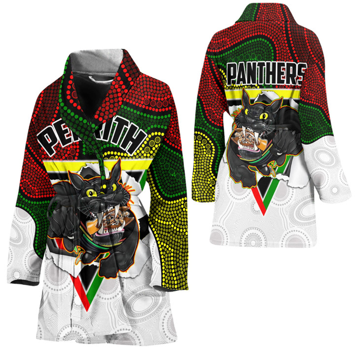 Rugby Life Bath Robe - Penrith Panthers Champion Rugby Aboriginal Style A35