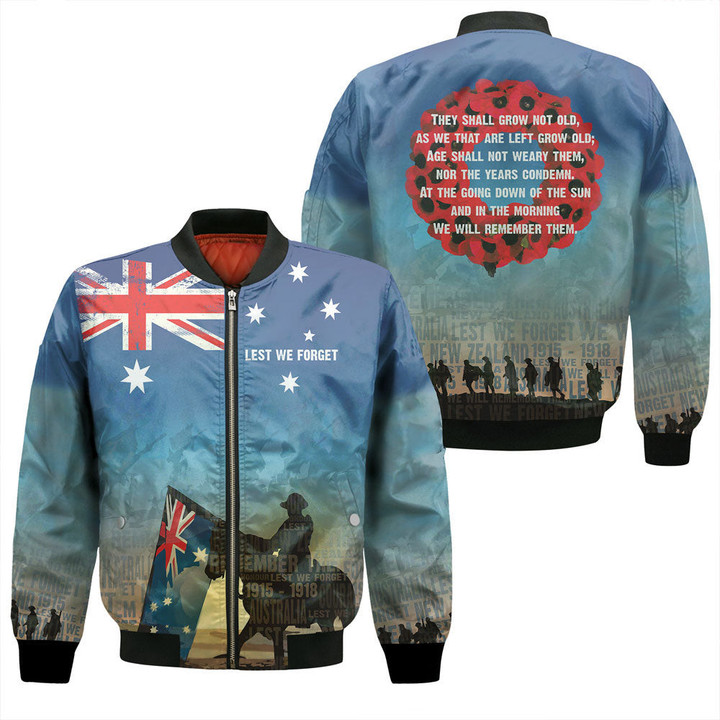 Anzac Lest We Forget The Light Horse Zip Bomber Jacket A31