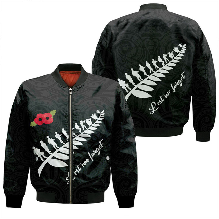 Anzac Fern Lest We Forget Zip Bomber Jacket A31