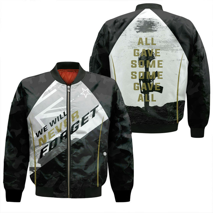 Anzac Day We Will Never Forget Zip Bomber Jacket A31