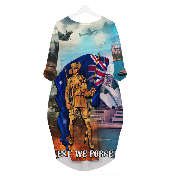 Anzac Day Australia Peace Batwing Pocket Dress A35