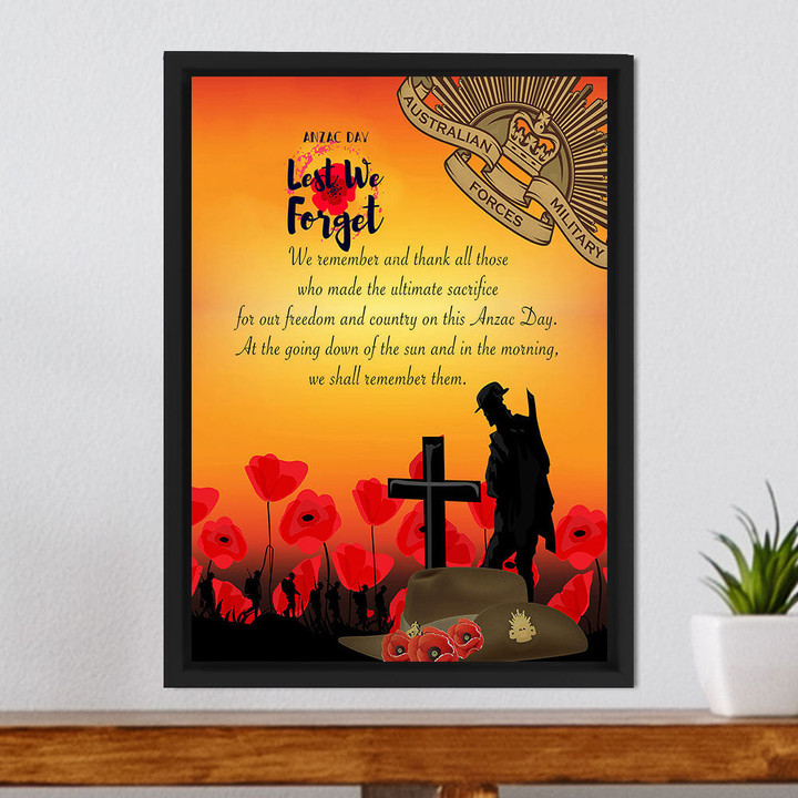 Anzac Day We Shall Remember Them Framed Wrapped Canvas A31