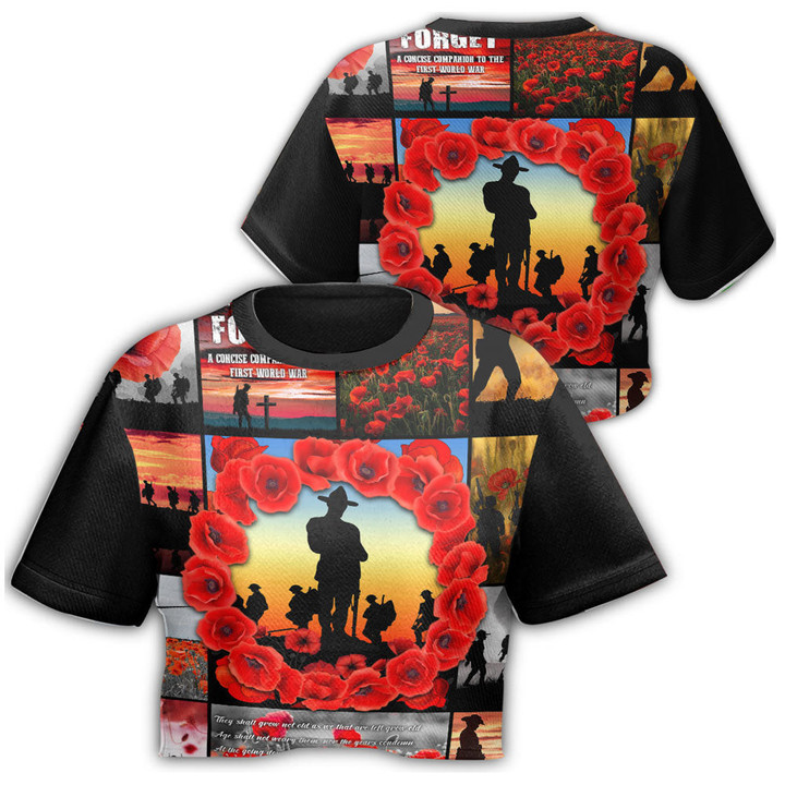Anzac Day Lest We Forget Banner Croptop T-shirt A31