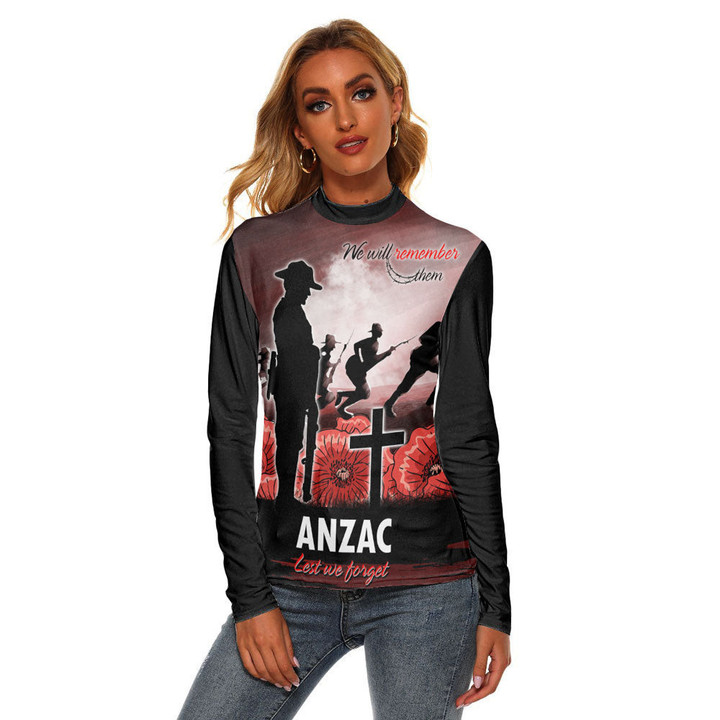 Anzac Day We Will Remember Them Special Version Women's Stretchable Turtleneck Top A31