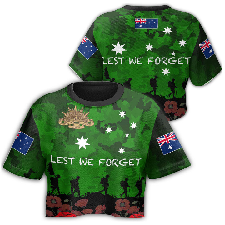 Australia Anzac Day Camouflage & Poppy Croptop T-shirt A31
