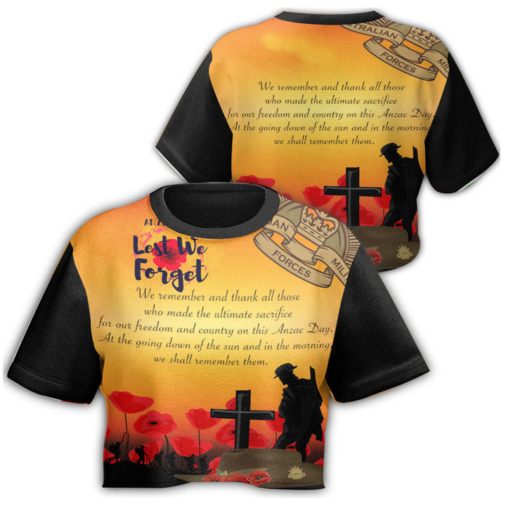 Anzac Day We Shall Remember Them Croptop T-shirt A31