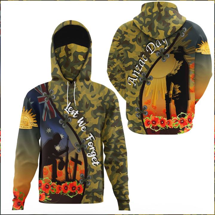 Love New Zealand Clothing - Anzac Day Camouflage Soldier Australian - Hoodie Gaiter A95 | Love New Zealand