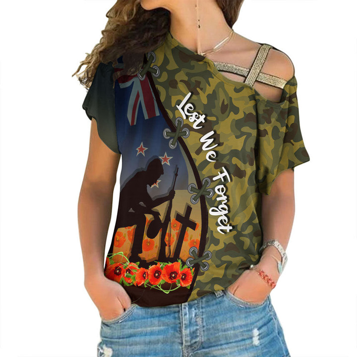 Love New Zealand Clothing - Anzac Day Camouflage Soldier New Zealand - One Shoulder Shirt A95 | Love New Zealand