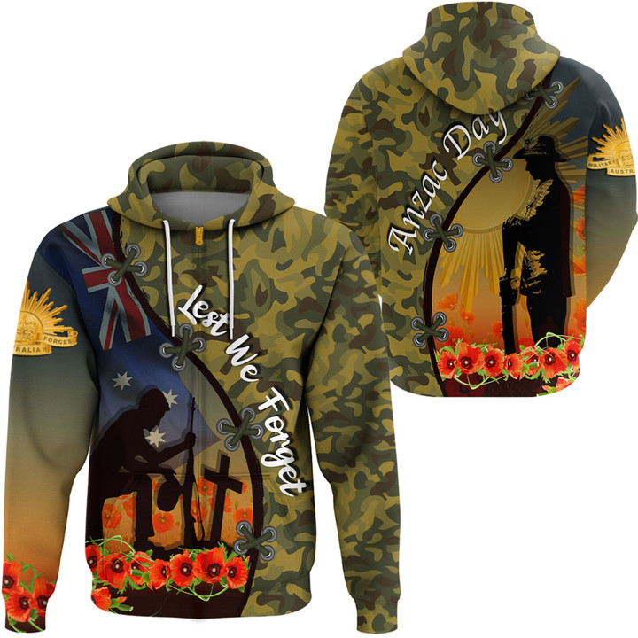 Love New Zealand Clothing - Anzac Day Camouflage Soldier Australian - Zip Hoodie A95 | Love New Zealand