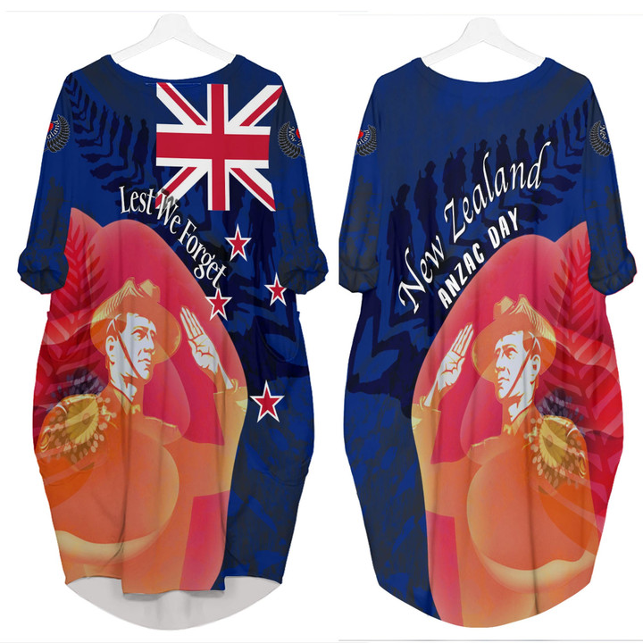 Love New Zealand Clothing - Anzac Day New Zealand Poppy - Batwing Pocket Dress A95 | Love New Zealand