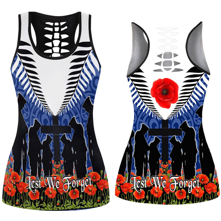 Love New Zealand Clothing - Anzac Day Soldier And Poppys - Hollow Tank Top A95 | Love New Zealand