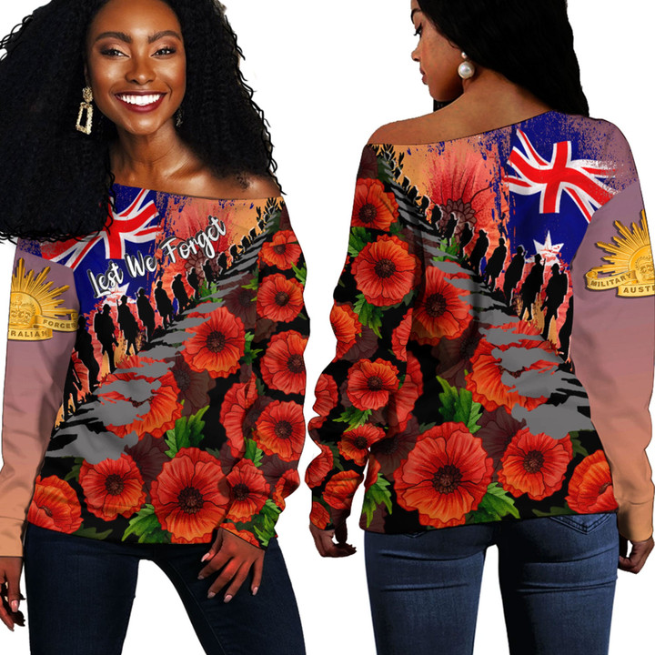 Love New Zealand Clothing - Anzac Day Poppys - Off Shoulder Sweaters A95 | Love New Zealand