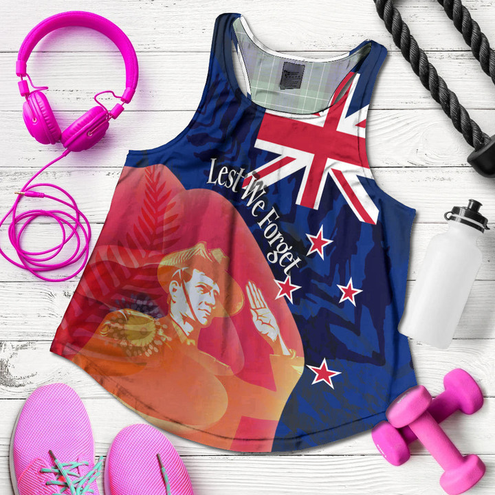 Love New Zealand Clothing - Anzac Day New Zealand Poppy - Racerback Tank A95 | Love New Zealand