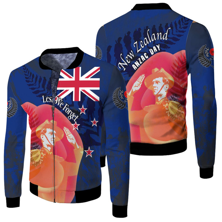 Love New Zealand Clothing - Anzac Day New Zealand Poppy - Fleece Winter Jacket A95 | Love New Zealand
