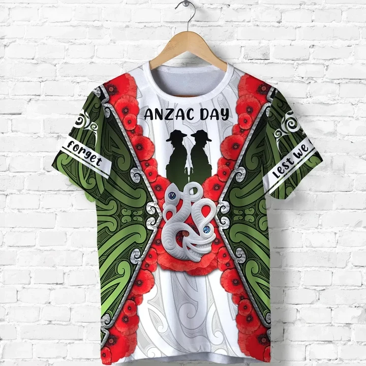 Anzac Day T Shirt, New Zealand Lest We Forget TH12