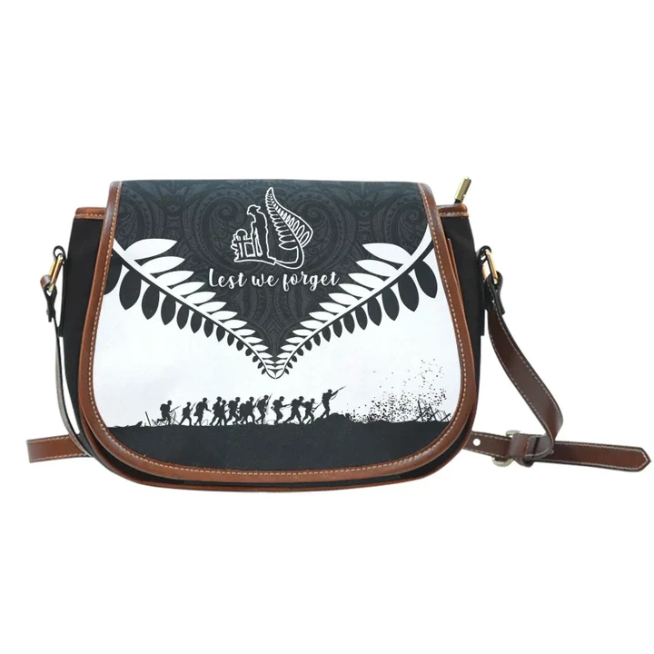 New Zealand Lest We Forget Bag, Anzac Fern Leather Saddle Bag K4 | Lovenewzealand.co