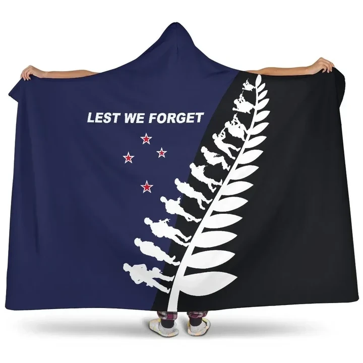 New Zealand Lest We Forget Anzac Fern Hooded Blanket K5