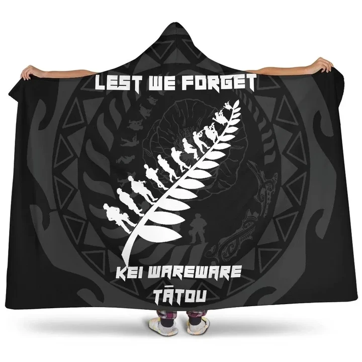 Anzac Tattoo New Zealand, Lest We Forget Hooded Blanket K5