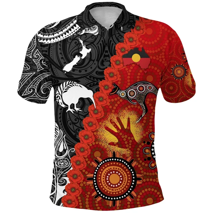 Anzac Day Poppy Polo Shirt New Zealand And Australia Lest We Forget K8 | Lovenewzealand.co