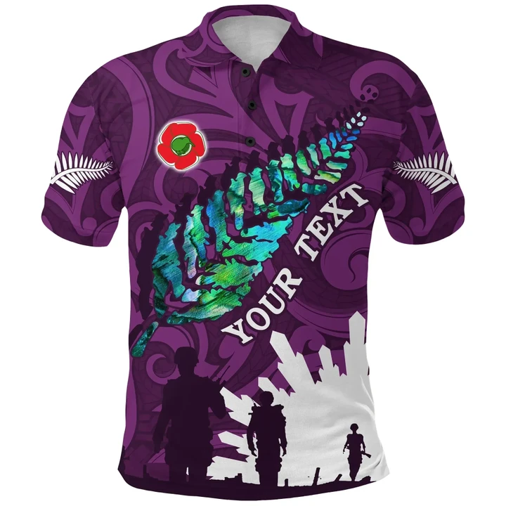 (Custom Personalised) New Zealand Anzac Polo Shirt Walking In The Sun - Maori Purple K13 | Lovenewzealand.co