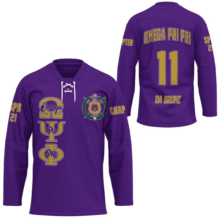 (Custom) GetteeStore Jersey - Omega Psi Phi (Purple) Hockey Jersey A31