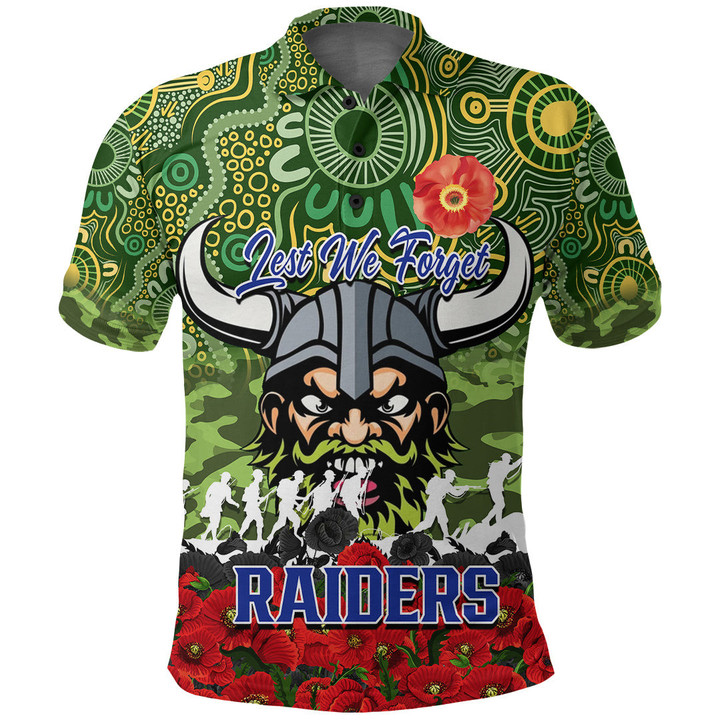 (Custom) Canberra Raiders Polo Shirt, Anzac Day Lest We Forget A31B