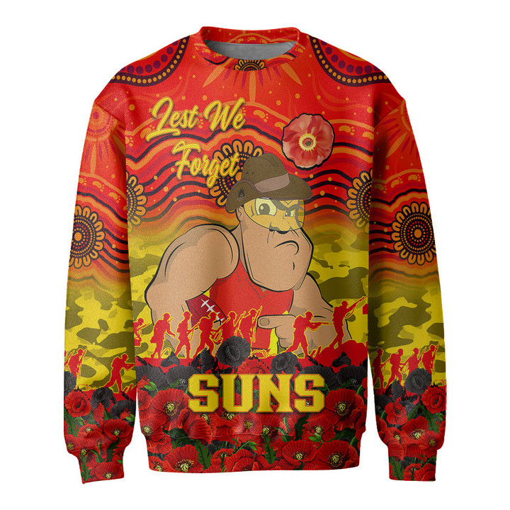 (Custom) Gold Coast Suns Sweatshirt, Anzac Day Lest We Forget A31B
