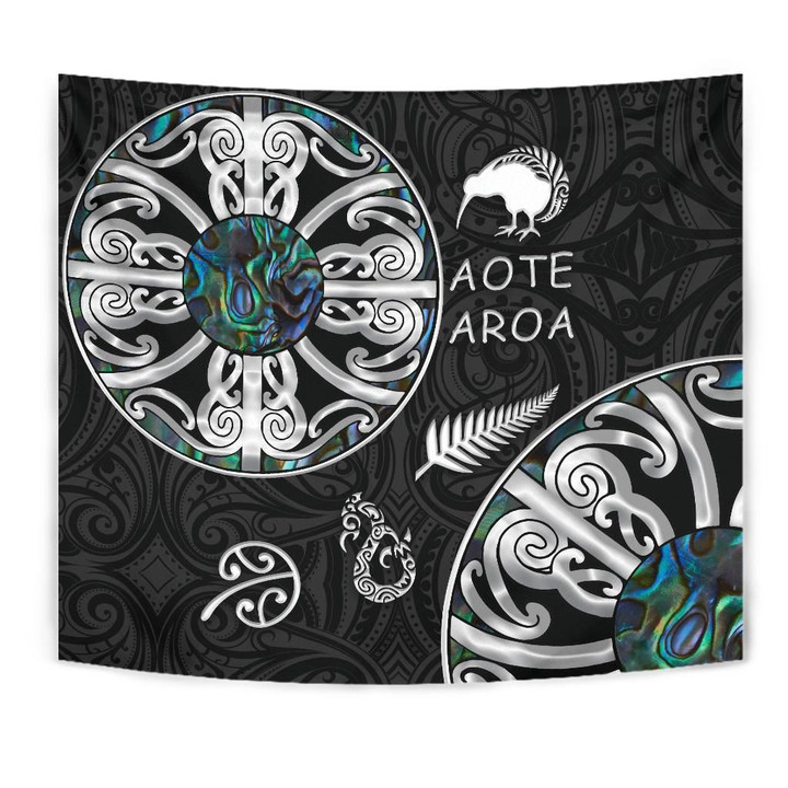 New Zealand Aotearoa Tapestry, Maori Mangopare Paua Shell K4
