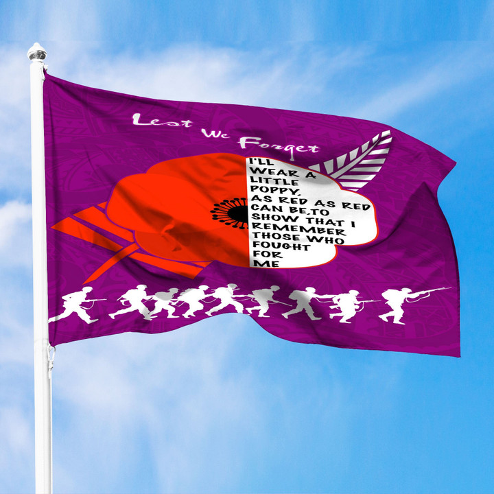 (Custom) New Zealand Anzac Red Poopy Purple Premium Flag A31