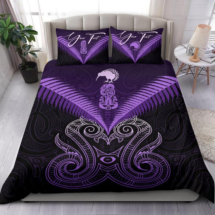 (Custom) Maori Manaia New Zealand Bedding Set Purple Personal Signature K4