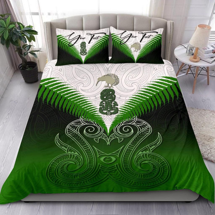 (Custom) Maori Manaia New Zealand Bedding Set Green Personal Signature K4