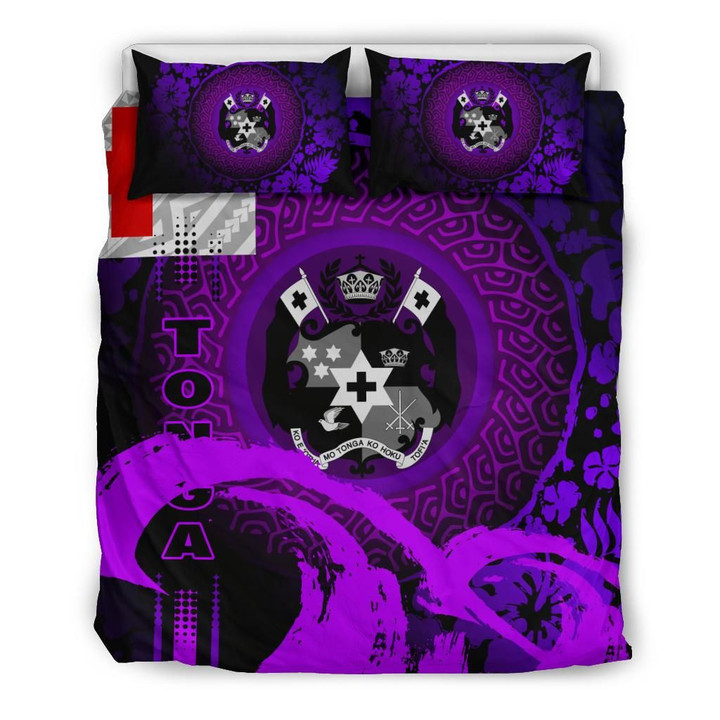 Tonga Bedding Set - Hibiscus And Wave Purple K7