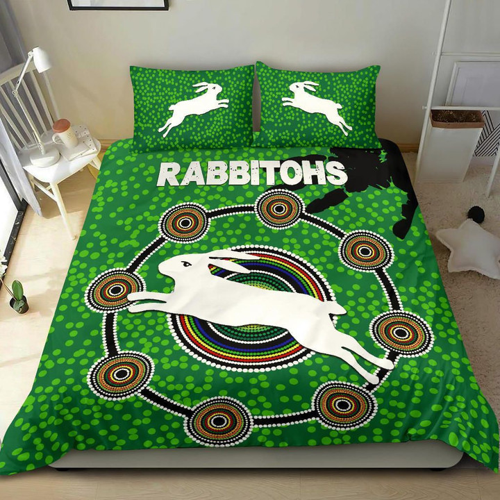 Rugby Life Bedding Set - Naidoc Rabbitohs Bedding Set Aboriginal Vibes No.1 K36