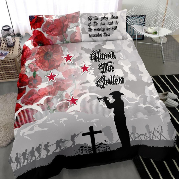 Bedding Set - Cover and Pillow Cases New Zealand Anzac - We Will Remember Them - BN15