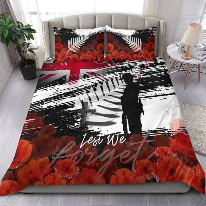 Bedding Set - Cover and Pillow Cases New Zealand Anzac - Remembrance Day Lest We Forget - BN23