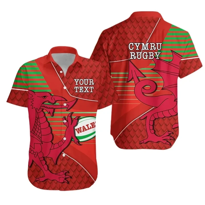 Rugbylife Shirt - (Custom Personalised) Wales Rugby Hawaiian Shirt Dragon Special - CYMRU K13
