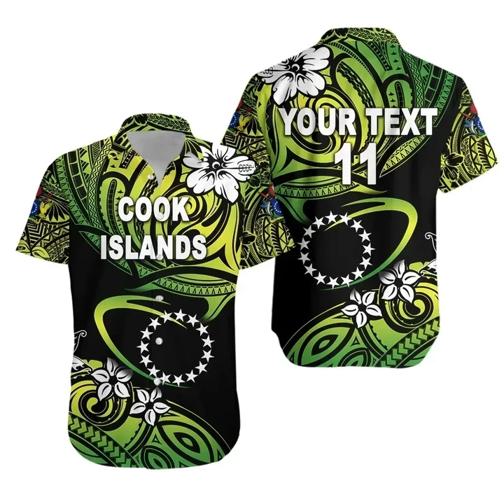 Rugbylife Shirt - (Custom Personalised) Cook Islands Rugby Hawaiian Shirt Unique Vibes - Green, Custom Text and Number K8