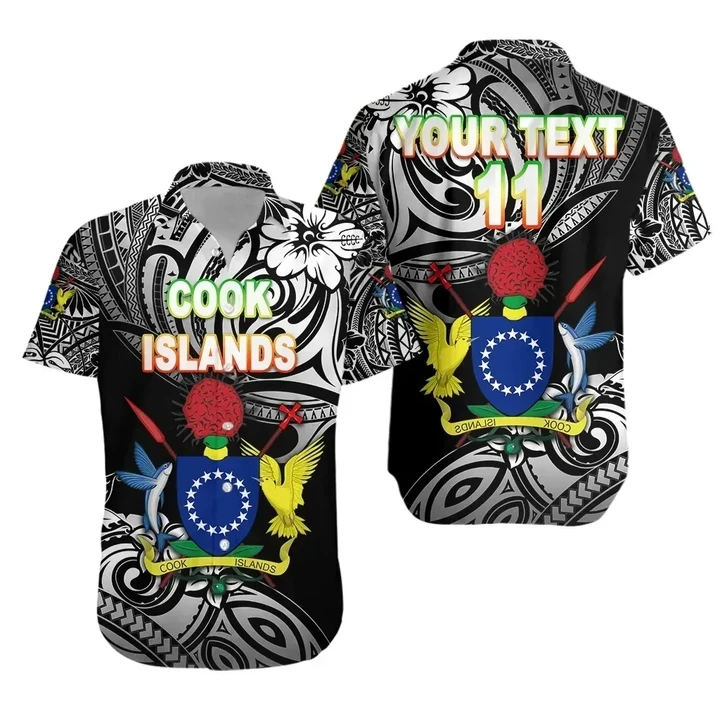 Rugbylife Shirt - (Custom Personalised) Cook Islands Rugby Hawaiian Shirt Unique Vibes Coat Of Arms - Black, Custom Text and Number K8