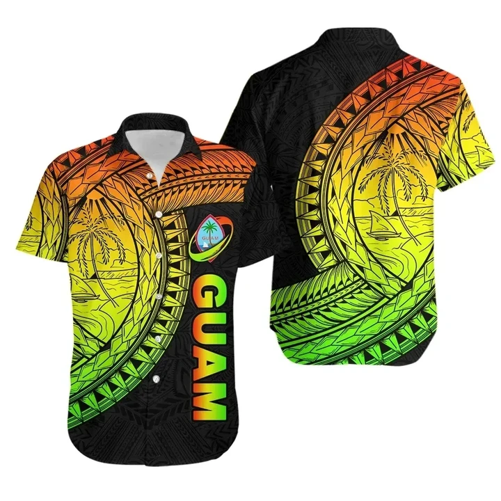 Rugbylife Shirt - Guam Hawaiian Shirt Rugby Version Coat Of Arms Polynesian Rasta TH4